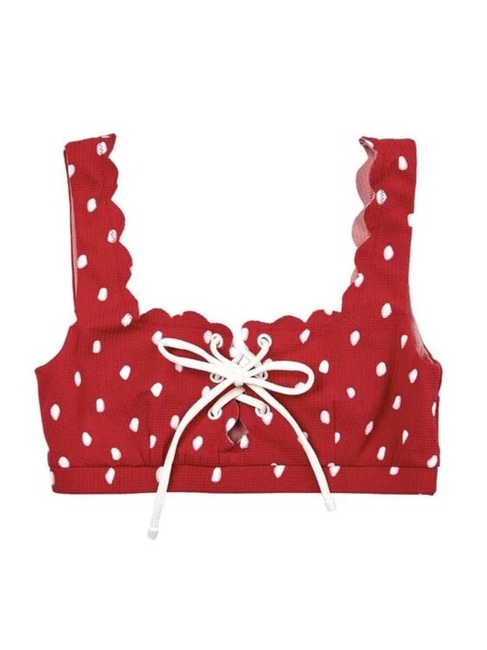 Marysia Swim Red Polka-Dot Lace-Up Bikini Top and Bottom